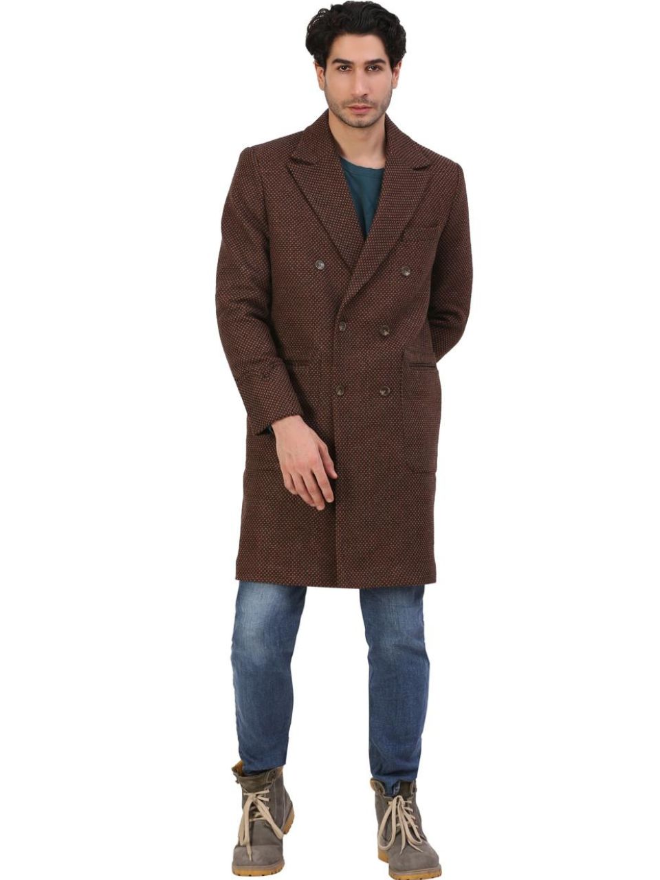 1 Tan Self Bird Eye Weave Over Coat - Image 1