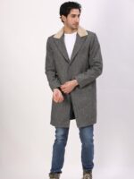 Charcoal Grey Melange Wool Trench Coat - Image 2