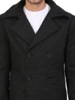 Classic Black Double-Breasted Over Coat - Image 3