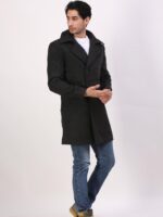 Classic Black Double-Breasted Over Coat - Image 4