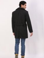 Classic Black Double-Breasted Over Coat - Image 8